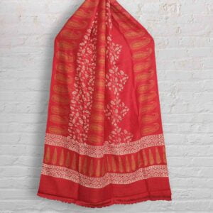 Cherry Red Silk Floral Stole