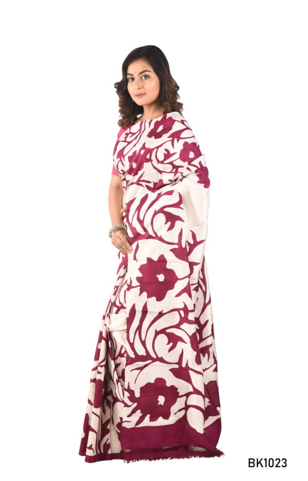 Murshidabad Silk Printed Saree - Image 2