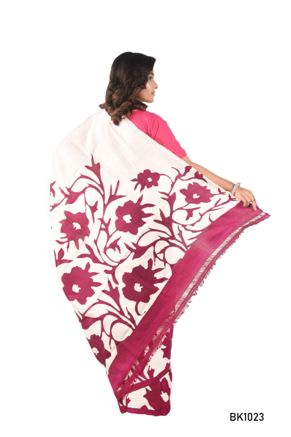 Murshidabad Silk Printed Saree - Image 4