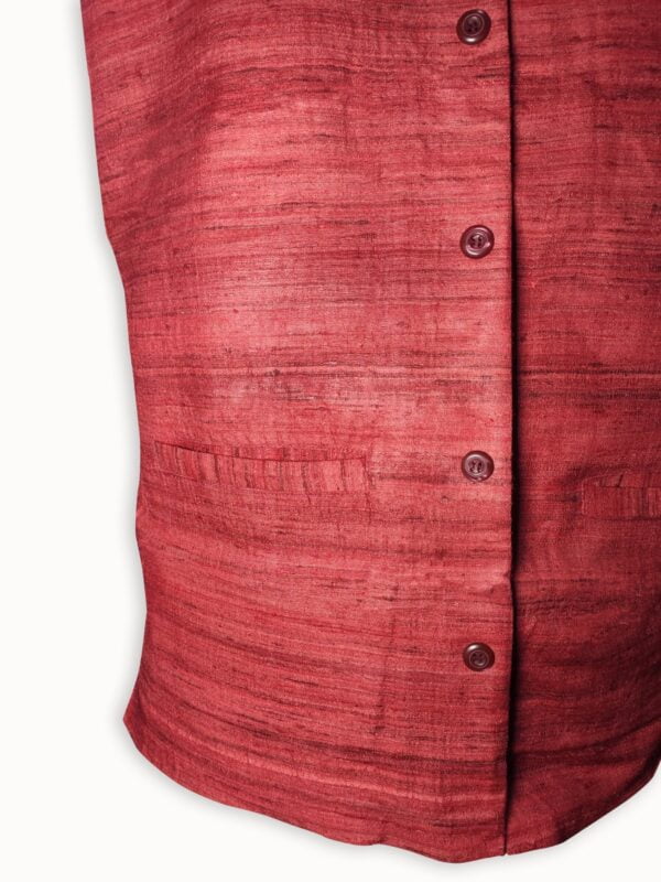 Red Spun Silk Nehru Jacket - Image 3