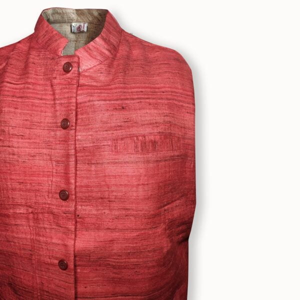 Red Spun Silk Nehru Jacket - Image 2