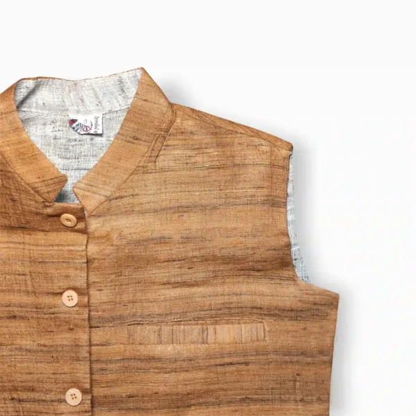 Light Brown Spun Silk Men Jacket - Image 3