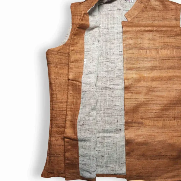 Light Brown Spun Silk Men Jacket - Image 4