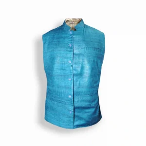 Sky Blue Spun Silk Nehru Jacket