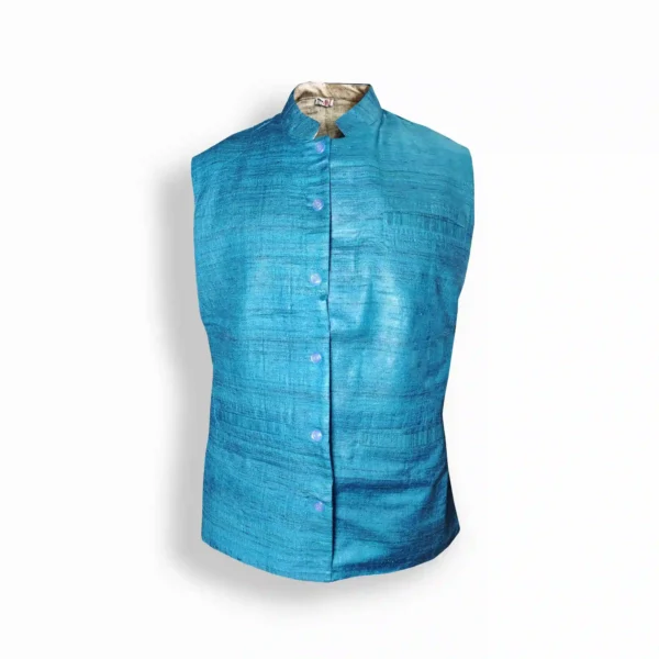 Sky Blue Spun Silk Nehru Jacket