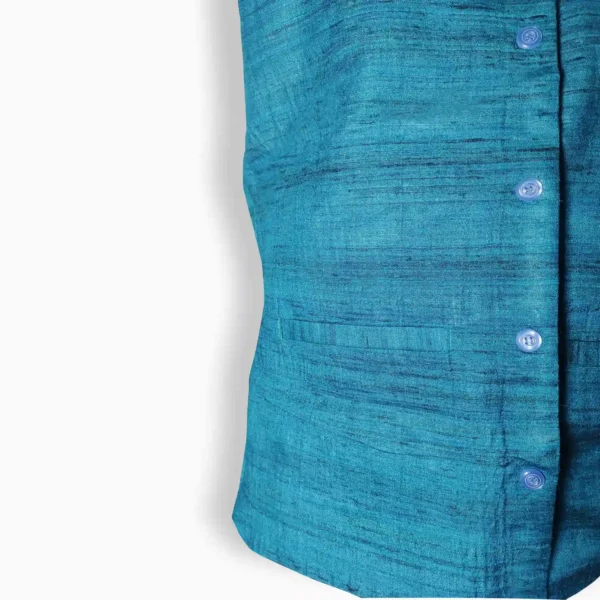 Sky Blue Spun Silk Nehru Jacket - Image 3