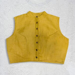 Light Olive Tassar Sleeveless Blouse