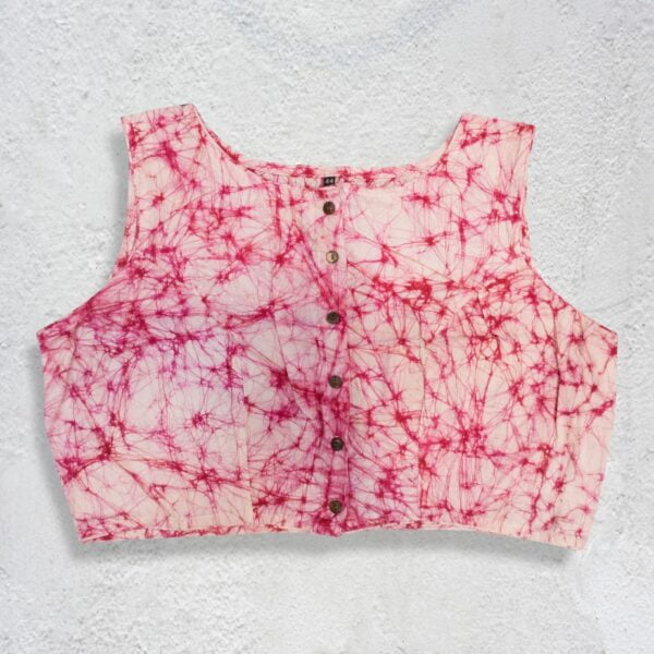 Cotton Batik & Kantha Work Sleeveless Blouse