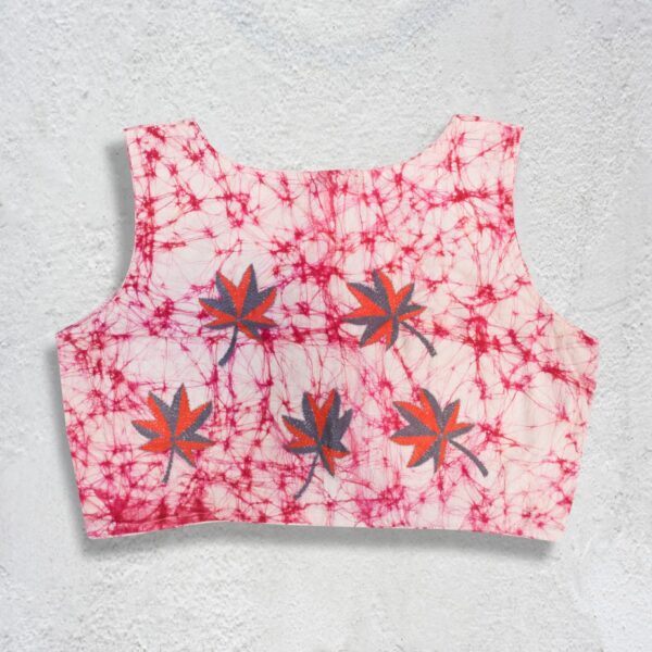 Cotton Batik & Kantha Work Sleeveless Blouse - Image 2