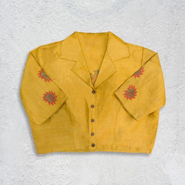 Tassar Golden Yellow kantha Work Blouse