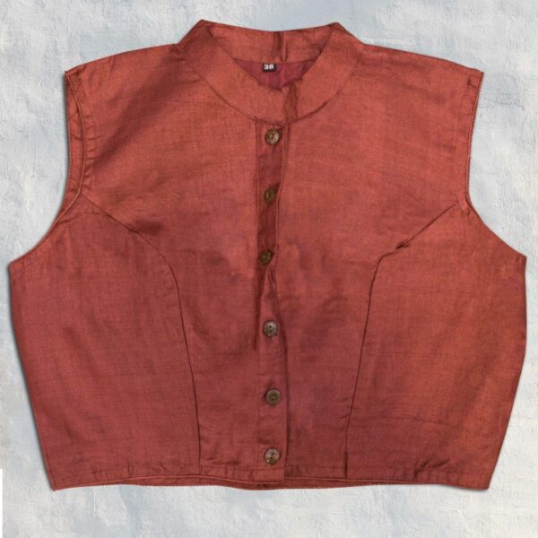 Brown Sleeveless Kantha Work Blouse