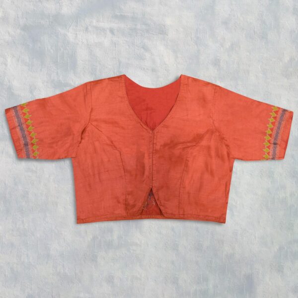Tassar Orange Katha Work Blouse