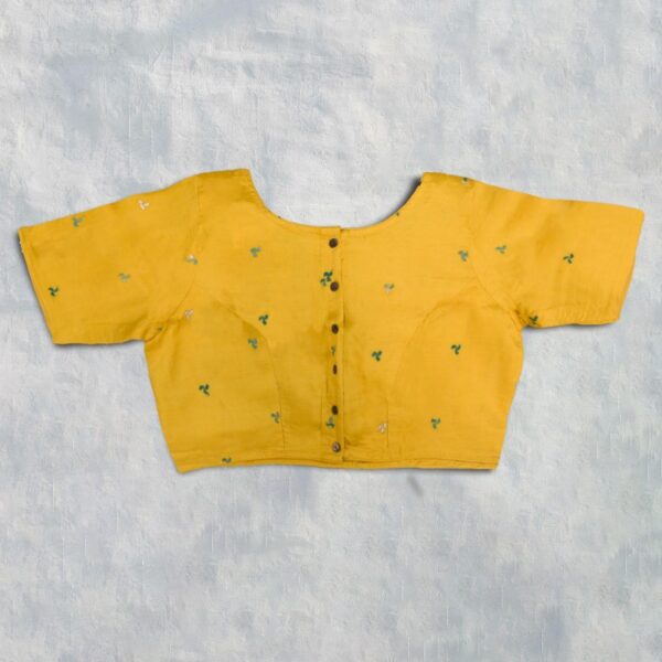 Golden Yellow Silk Kantha Work Blouse