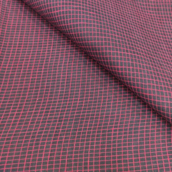 Black With Red Checked Muslin Fabric