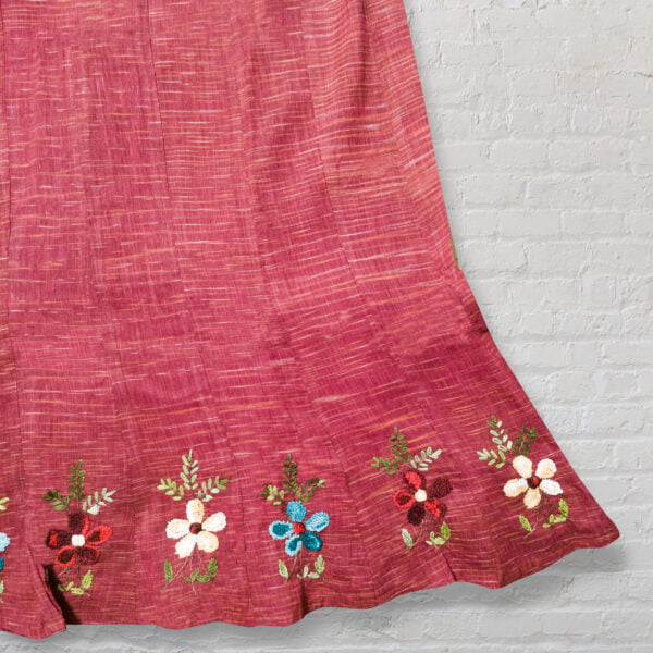 Red Embroidered Cotton Skirt - Image 2