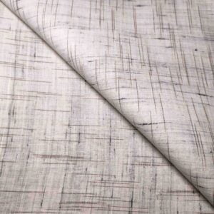 White With Brown And Dark Blue Jharna Pattern Fabric