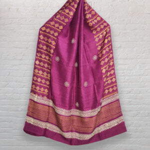 Deep Pink Printed Pure Silk Stole