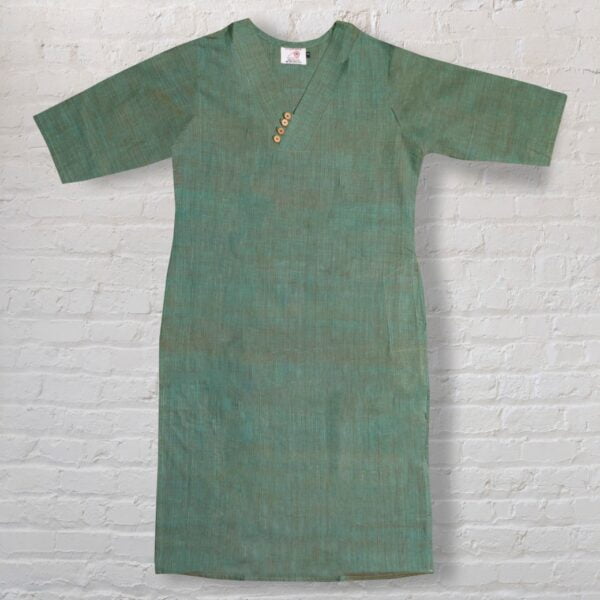 Green And Brown Shaded Three Quarter Sleeves Women Kurta
