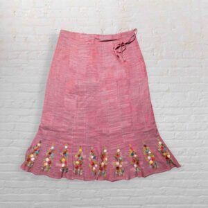 Maroon Jharna Pattern Embroidered Skirt