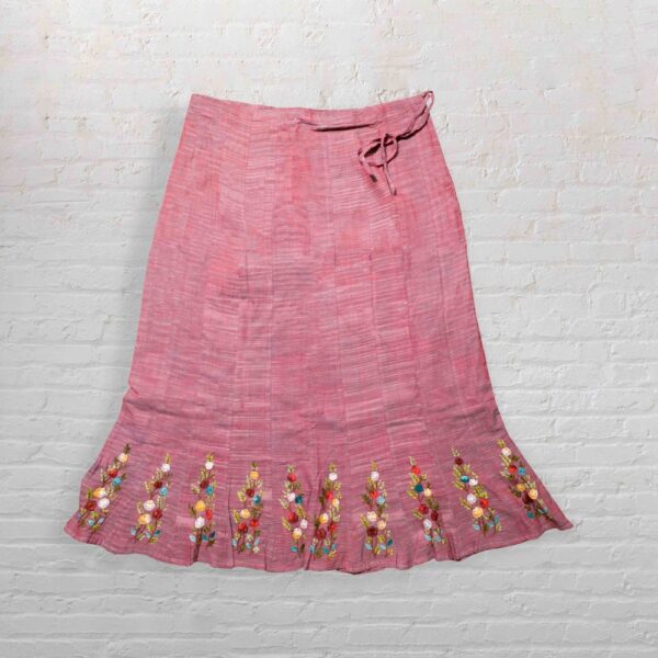 Maroon Jharna Pattern Embroidered Skirt