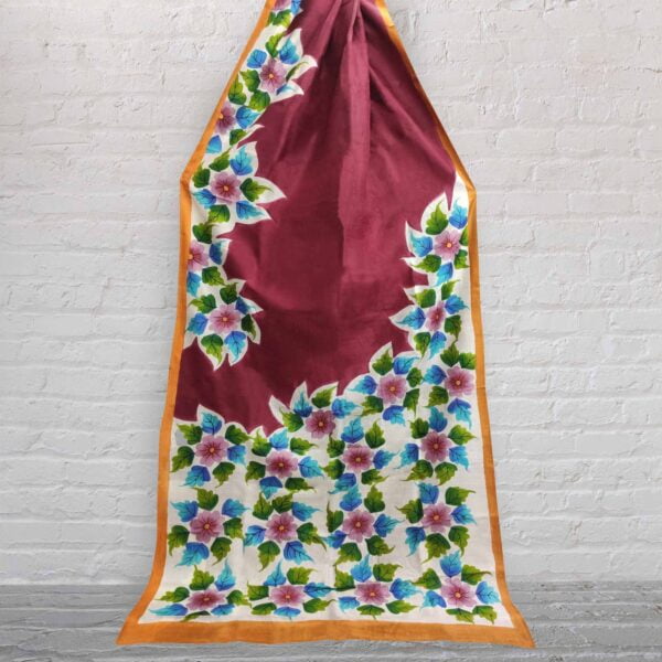 Pure Silk Maroon Floral Saree