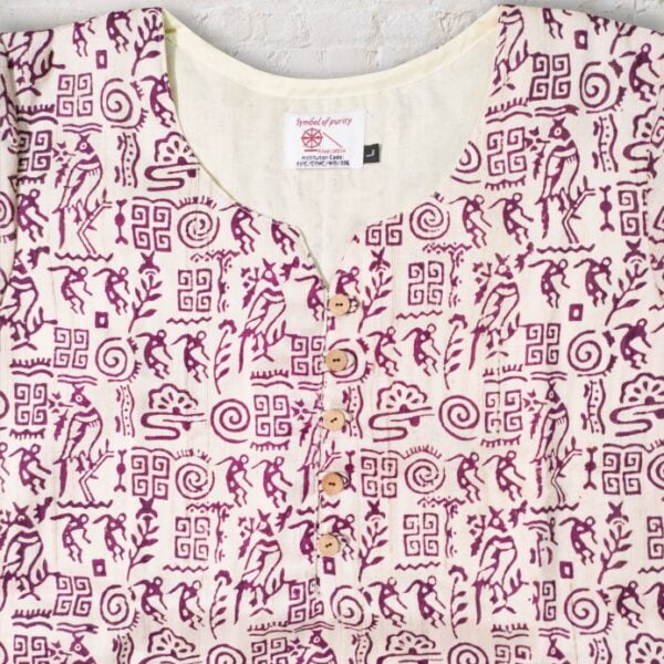 White With Deep Pink Printed Silk Top - Image 3