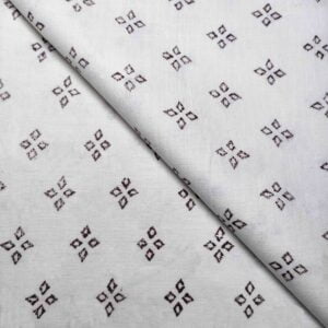White With Dark Brown Printed Fabric