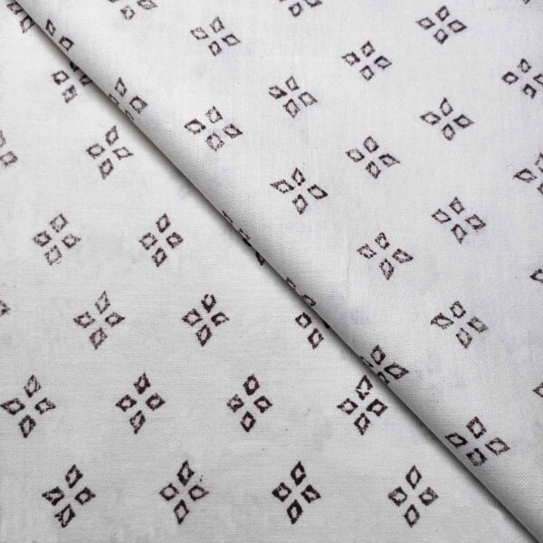 White With Dark Brown Printed Fabric