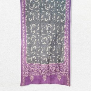 Black And Violet Tassar Kantha Work Stole