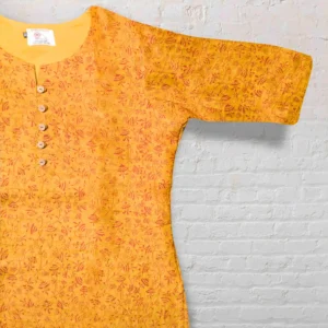 Deep Yellow Floral Printed Women's Kurta