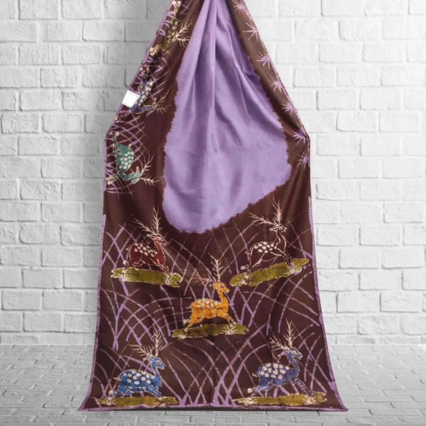 Purple With Maroon Border Silk Batik Saree