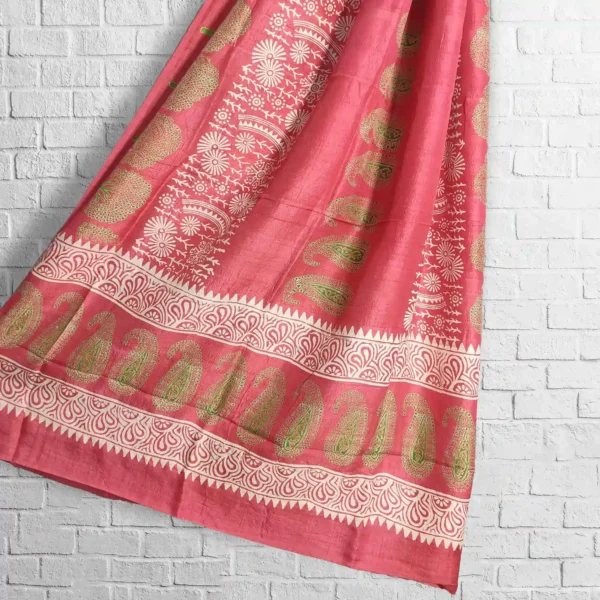 Baby Pink Silk Printed Stole - Image 2