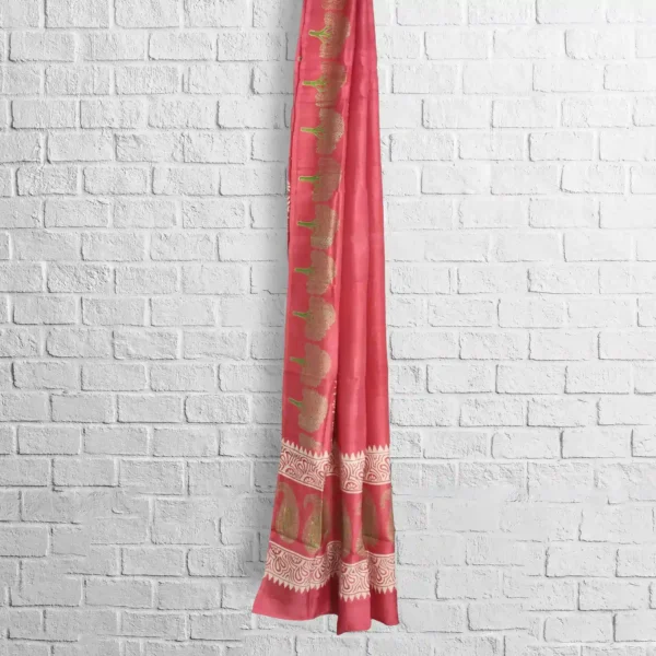 Baby Pink Silk Printed Stole - Image 3
