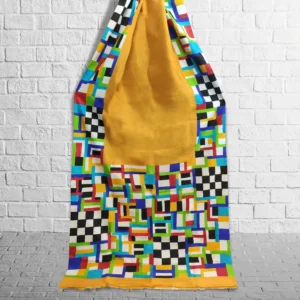 Golden Yellow With Abstract Silk Printed Saree