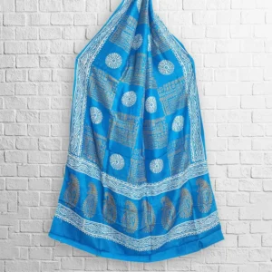 Sky Blue Silk Printed Stole