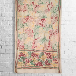 Gachi Tussar Floral Kantha Work Stole