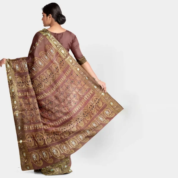 Light Brown Silk Swarnachari Saree - Image 3