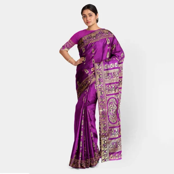 Silk Magenta Swarnachari Saree