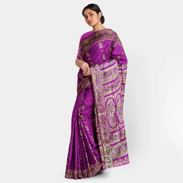 Silk Magenta Swarnachari Saree - Image 2