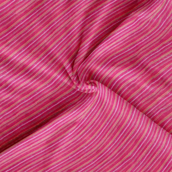 Deep Red With Multicolour Striped Cotton Fabric