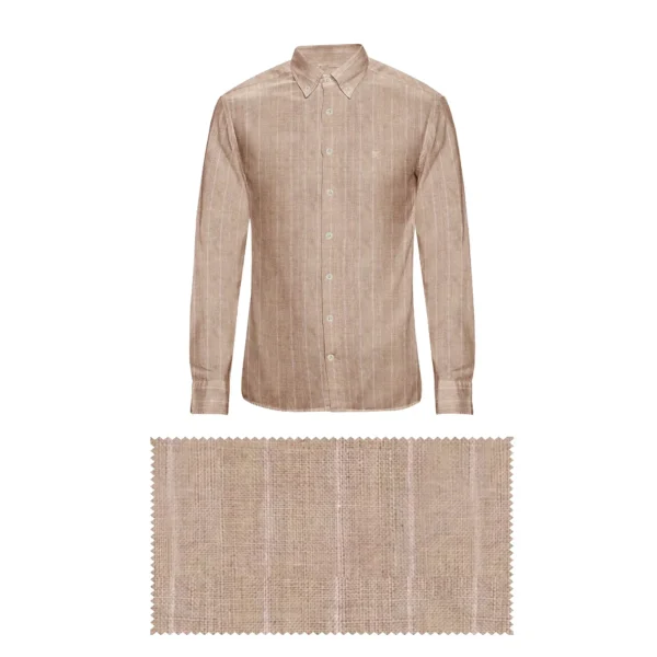 Light Brown With Fine Stripes Cotton Fabric - Image 3