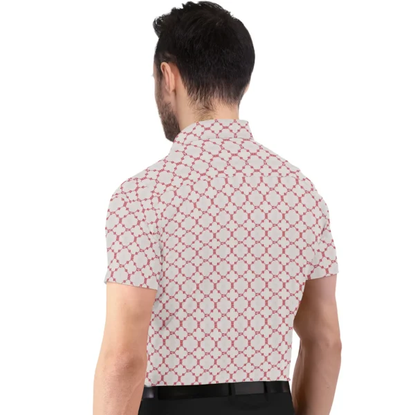 Cotton White And Red Printed Half Sleeve Shirt - Image 4