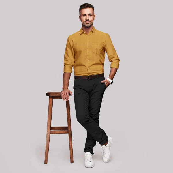 Golden Yellow Cotton Full Sleeve Shirt