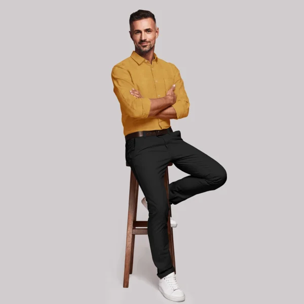 Golden Yellow Cotton Full Sleeve Shirt - Image 2