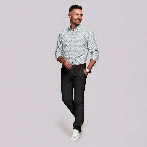 White Multicolour Grid Checked Cotton Full Sleeve Shirt - Image 3
