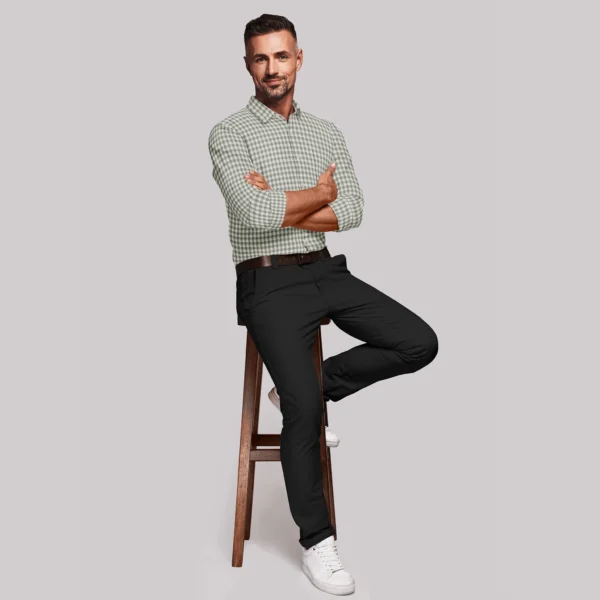 White & Grey Muslin Gingham Checked Full Sleeve Shirt - Image 2