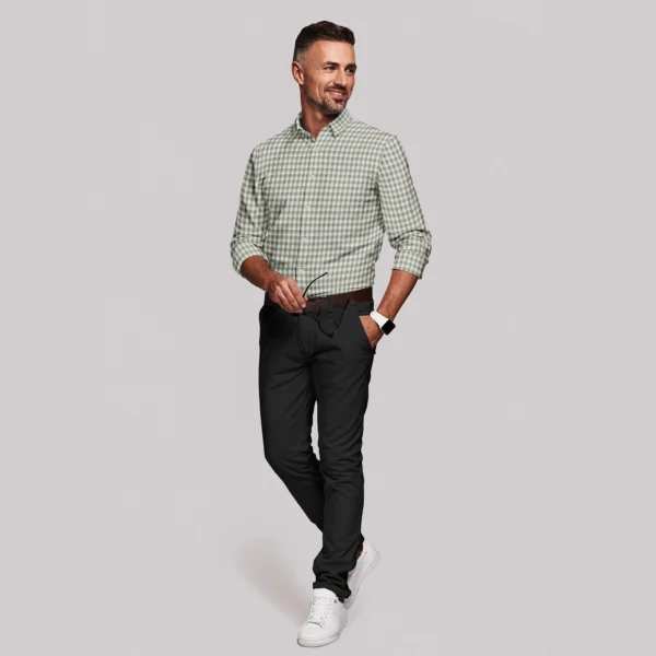 White & Grey Muslin Gingham Checked Full Sleeve Shirt - Image 3