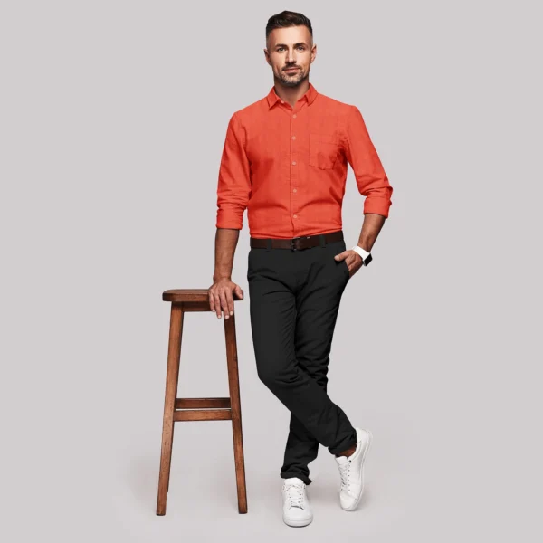 Deep Orange & Yellow Shades Cotton Full Sleeve Shirt