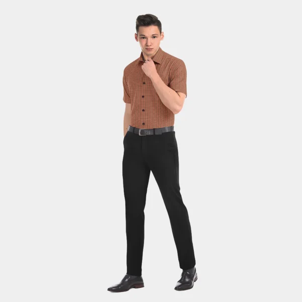 Brown With Black & Red Tattersall Checked Khadi Muslin Shirt
