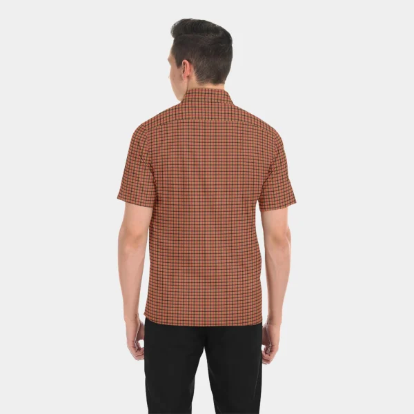 Brown With Black & Red Tattersall Checked Khadi Muslin Shirt - Image 3